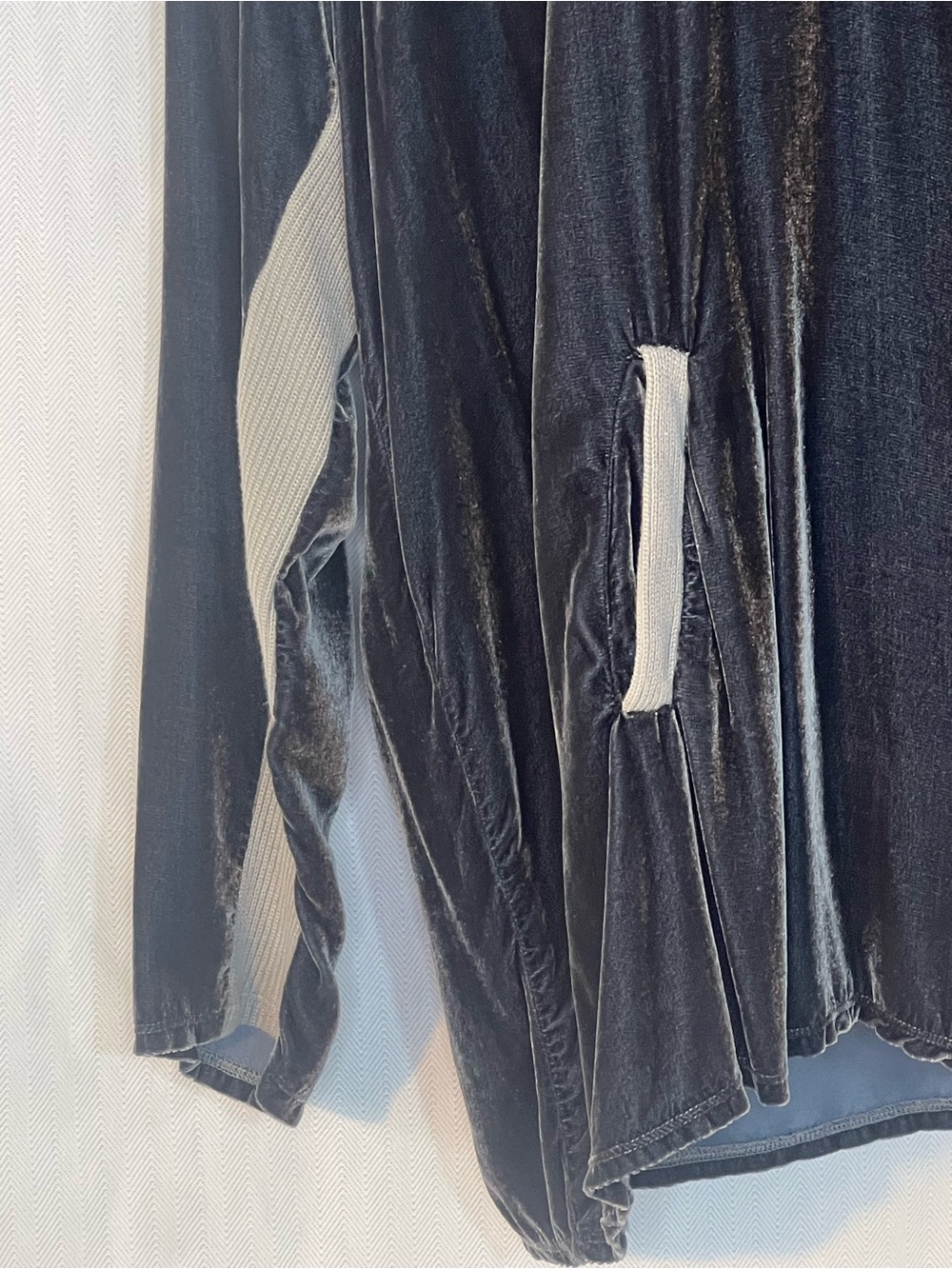 Johnny Was Pete & Greta Pullover Gray Velvet & Silk Hoodie Relaxed Fit XL - Picture 4 of 9
